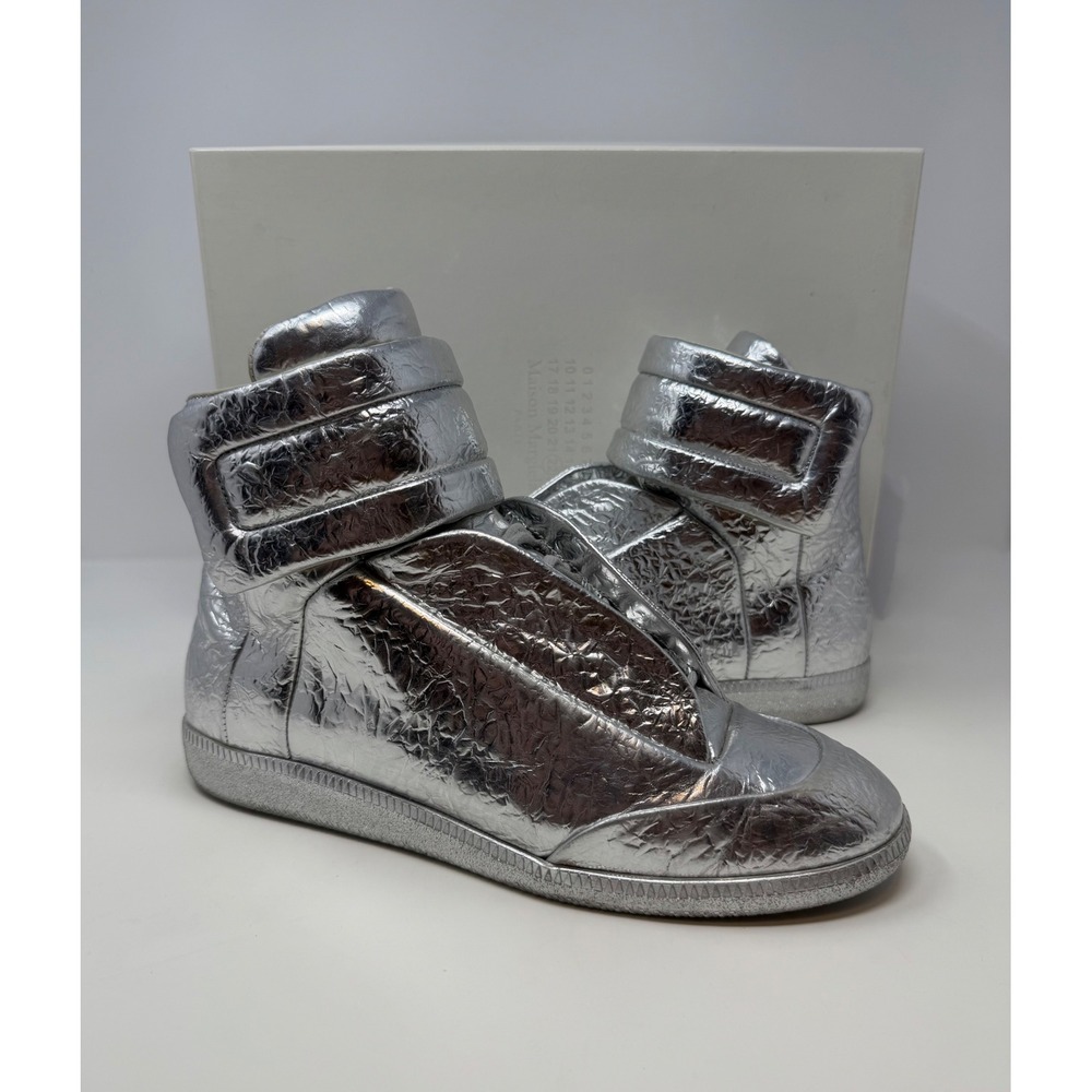 Maison Margiela Future High Sneaker Metallic Silver Foil Size 11.5 US 44.5 EU